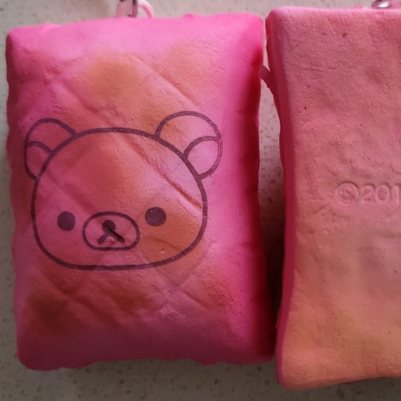 San-X Rilakkuma Strawberry loaf bread bun squishy toy cell phone strap keychain - Picture 1 of 2